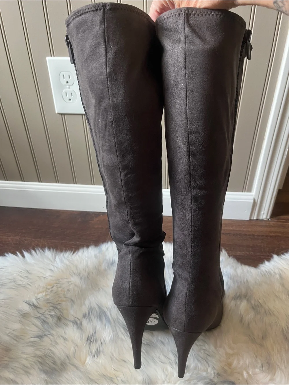 Over-the-Knee Suede Boots in Dark Gray